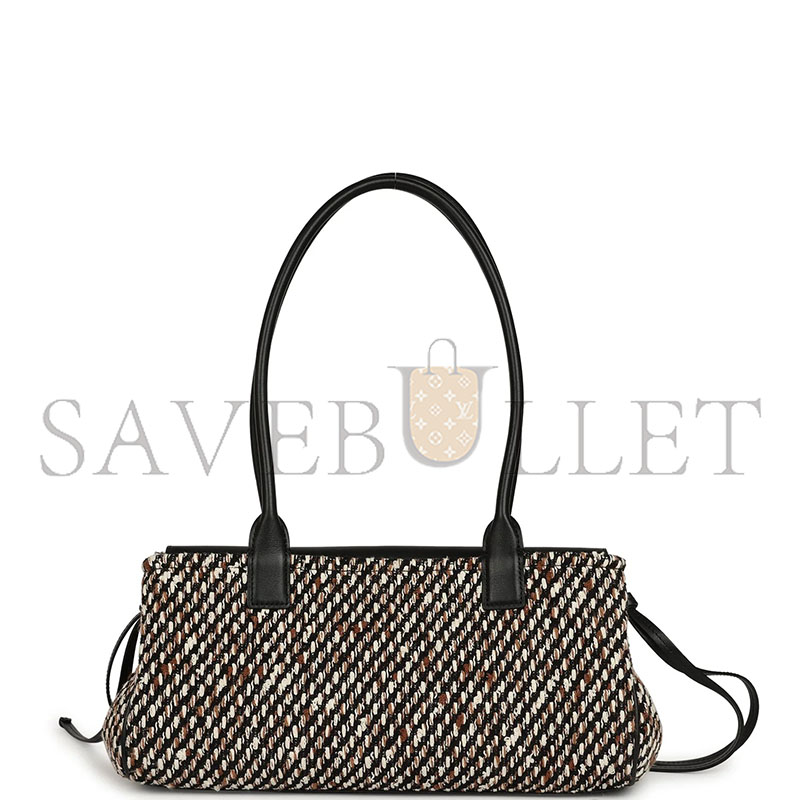 CHANEL SMALL URBAN ESSENTIAL EAST WEST SHOPPING TOTE BLACK CALFSKIN AND MULTI TWEED GOLD HARDWARE (31*15*12cm) 